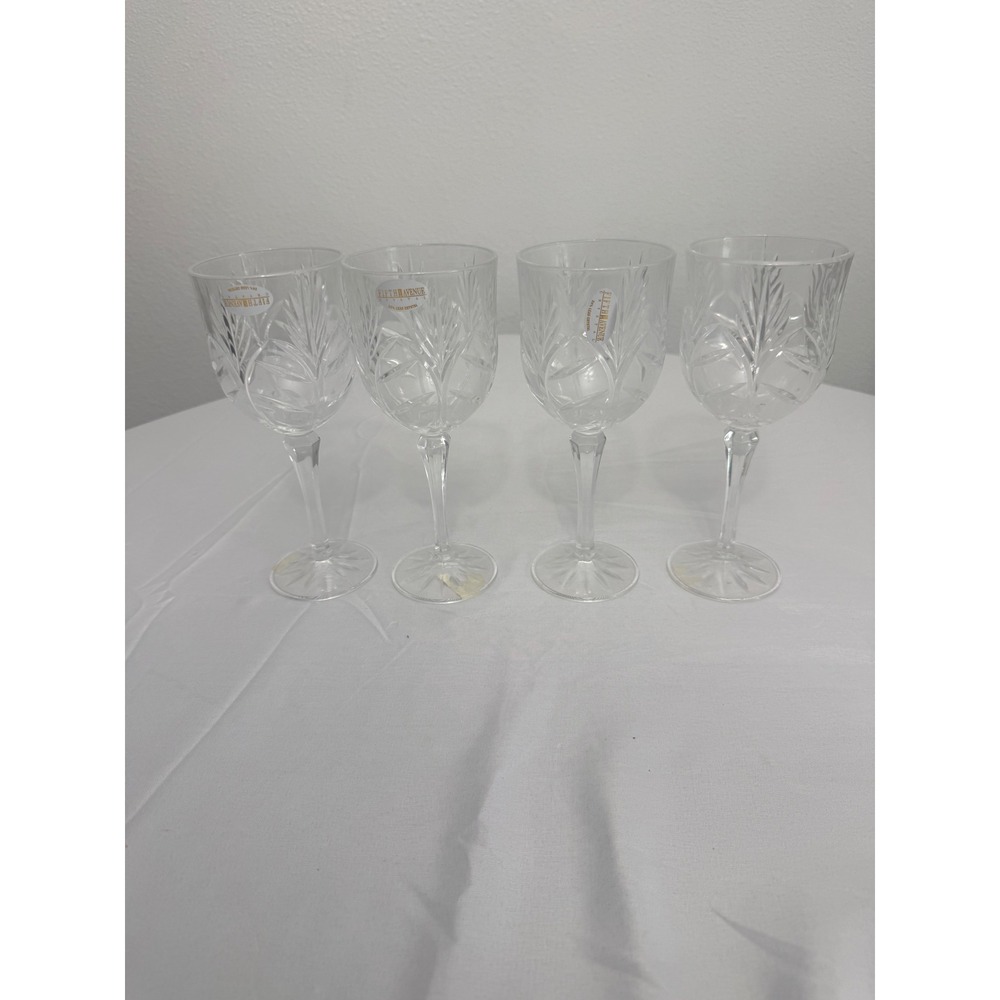 Fifth Avenue Crystal Ltd 24% Lead Crystal Wine Glasses Set of 4 Clear Cut Glass